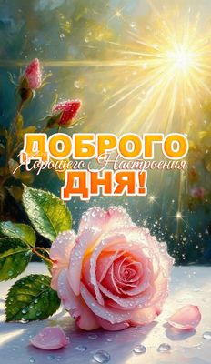 Открытка «Пожелание»: Красивая роза: доброго дня и настроения!. Тэги: улыбка, позитив, радость, добрый день, цветок…