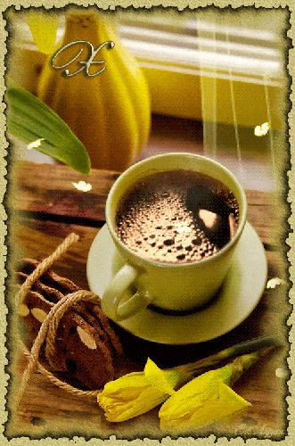 Открытка «Пожелание»: Уютное утро: Кофе, цветы и весеннее настроение. Тэги: утро, красивая, кофе, позитив, радость…