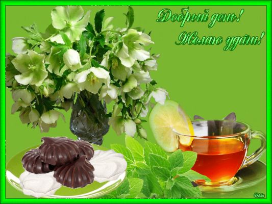 Открытка «Пожелание»: Позитивная открытка: Добрый день и удача!. Тэги: красивая, позитив, радость, добрый день, цветок…