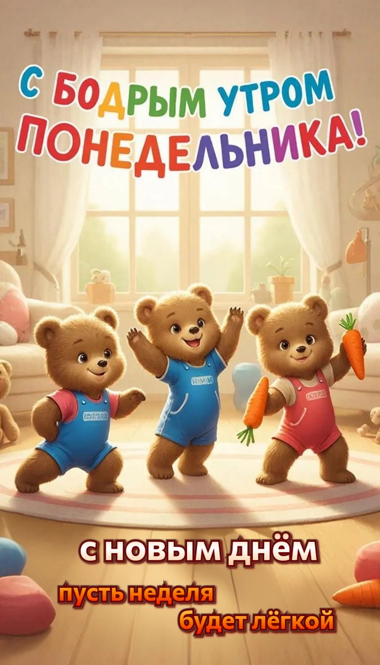 Открытка «Животное»: С бодрым утром понедельника! Пусть неделя легкой будет. Тэги: пожелание, улыбка, утро, позитив…