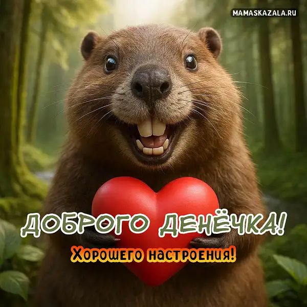 Открытка «Животное»: Милая открытка: Доброго денёчка и настроения!. Тэги: пожелание, улыбка, утро, друг, подруга…