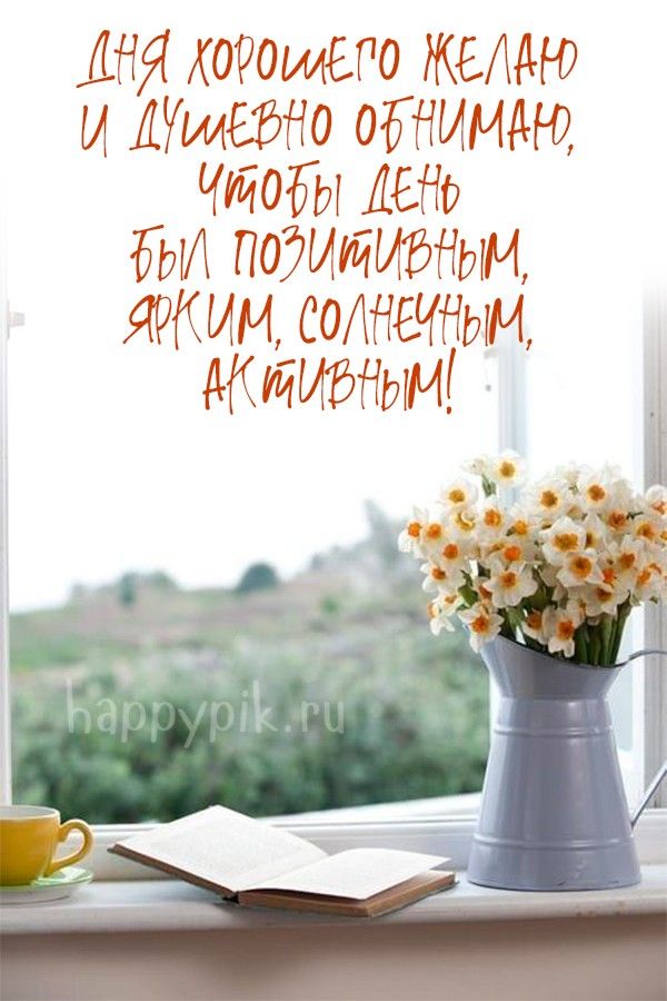 Открытка «Пожелание»: Дня хорошего желаю! Позитивного и солнечного!. Тэги: утро, красивая, позитив, радость, цветок…