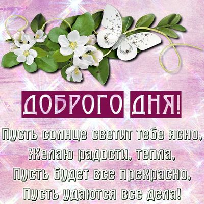 Открытка «Пожелание»: Открытка доброго дня: пожелание радости и тепла. Тэги: красивая, позитив, радость, цветок, стих…