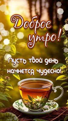 Открытка «Пожелание»: Доброе утро: Красивое пожелание для чудесного дня. Тэги: утро, красивая, позитив, радость, чай…
