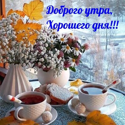 Открытка «Пожелание»: Доброго утра и Хорошего дня! Красивое пожелание. Тэги: утро, красивая, кофе, позитив, цветок…