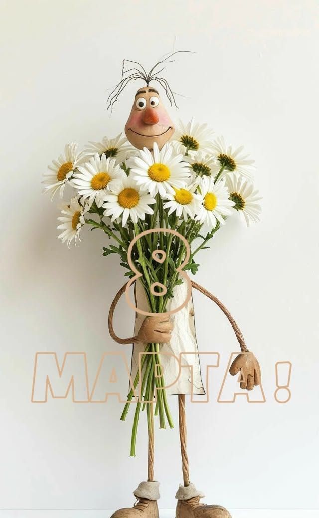 Открытка «Прикольная»: С 8 Марта! Милая открытка с ромашками и улыбкой. Тэги: улыбка, подруга, женщина, девушка…