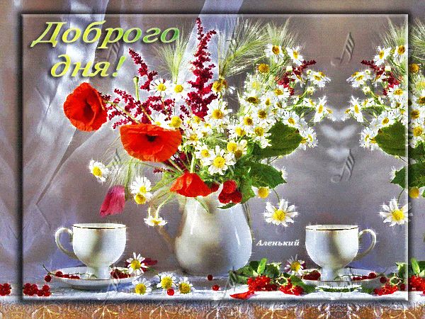 Открытка «Пожелание»: Доброго дня! Нежная открытка с цветами и пожеланием. Тэги: улыбка, красивая, позитив, радость…