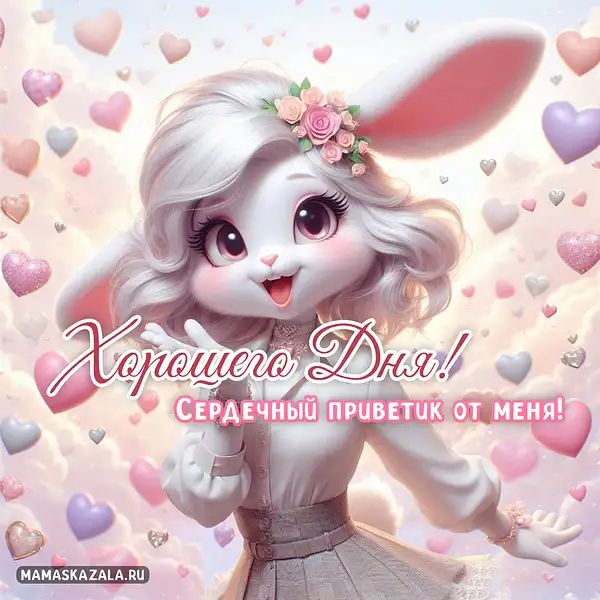 Открытка «Пожелание»: Хорошего Дня! Нежная открытка с позитивным настроением. Тэги: хорошего дня, улыбка, друг…