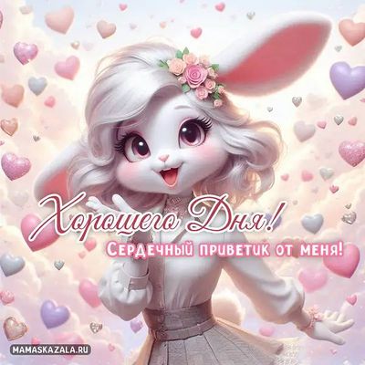 Открытка «Пожелание»: Хорошего Дня! Нежная открытка с позитивным настроением. Тэги: хорошего дня, улыбка, друг…
