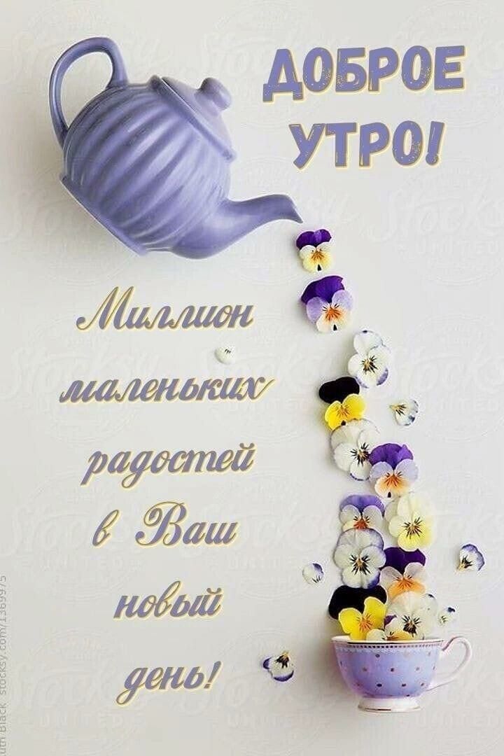 Открытка «Пожелание»: Доброе утро! Миллион радостей в новый день. Тэги: улыбка, утро, красивая, позитив, радость…