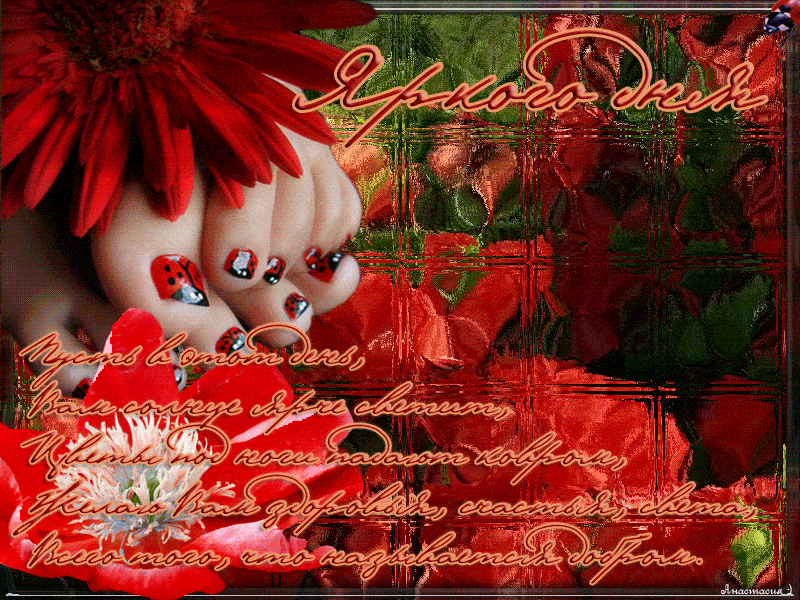 Открытка «Пожелание»: Яркого дня! Красивое пожелание на счастье. Тэги: улыбка, женщина, красивая, позитив, радость…