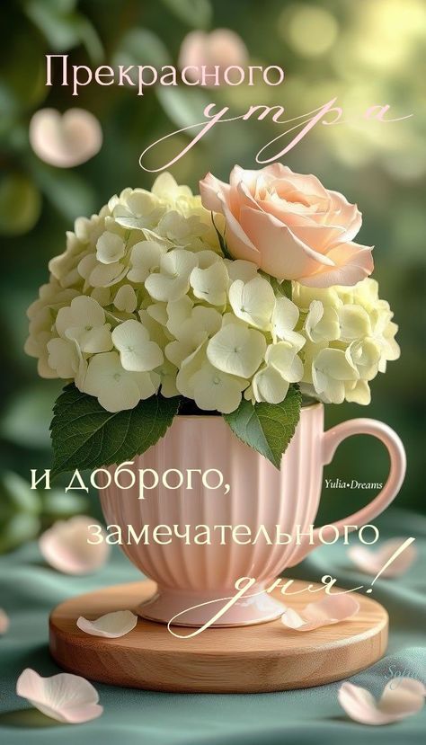 Открытка «Пожелание»: Нежная открытка: Прекрасного утра и замечательного дня. Тэги: улыбка, красивая, позитив, радость…
