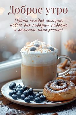 Открытка «Пожелание»: Доброе утро: позитив и отличное настроение. Тэги: утро, красивая, кофе, позитив, радость, окно…