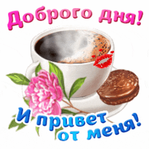 Открытка «Пожелание»: Доброго дня! Красивое пожелание с кофе и цветком. Тэги: улыбка, друг, подруга, красивая, кофе…
