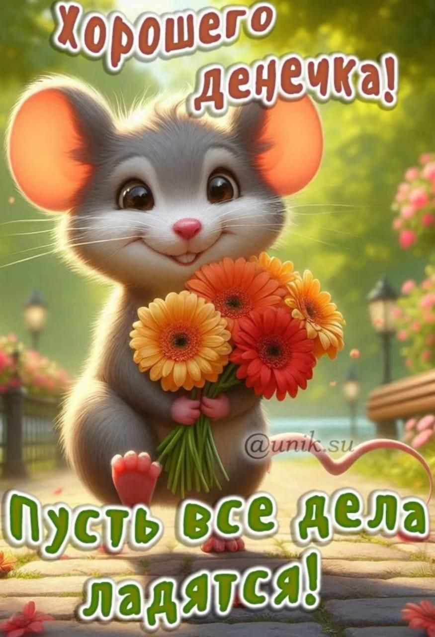 Открытка «Добрый день»: Хорошего денечка! Открытка с улыбкой и пожеланием. Тэги: Добрый день и добрые пожелания…