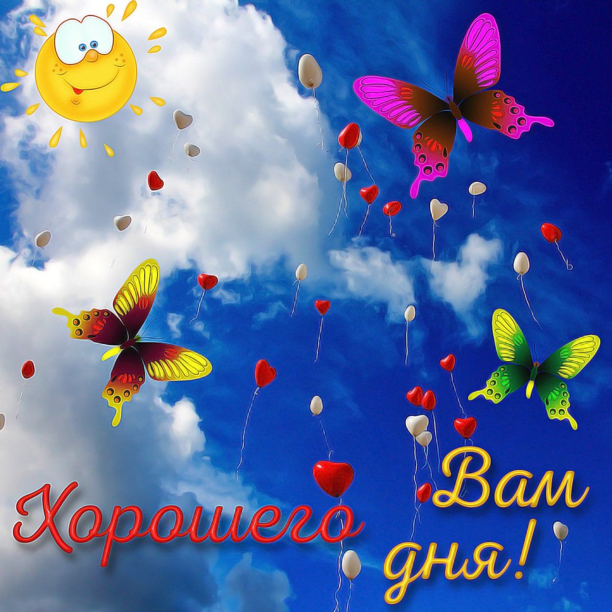 Открытка «Животное»: Хорошего дня! Яркий позитив и улыбка солнца. Тэги: пожелание, улыбка, красивая, позитив, радость…