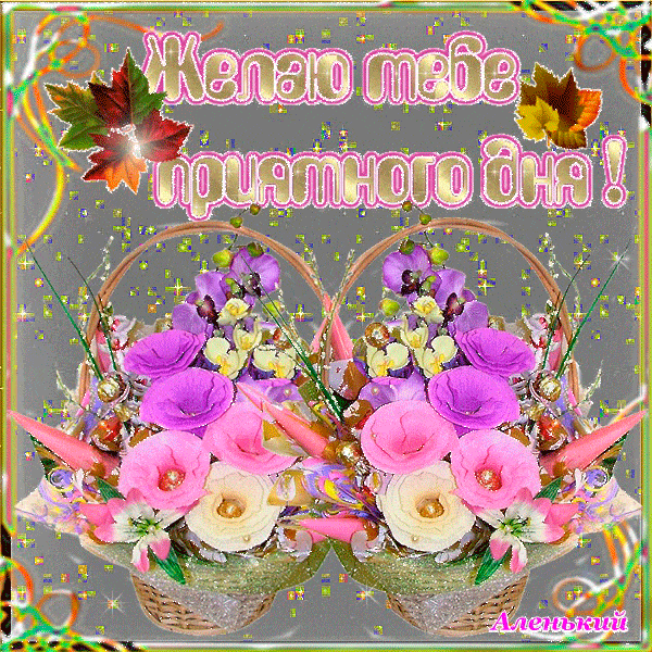 Открытка «Пожелание»: Желаю приятного дня! Позитив и цветы. Тэги: улыбка, красивая, позитив, радость, цветок, осень…