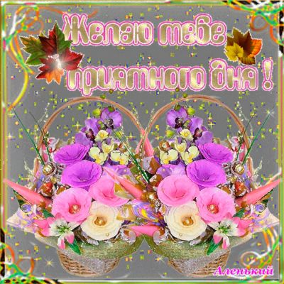 Открытка «Пожелание»: Желаю приятного дня! Позитив и цветы. Тэги: улыбка, красивая, позитив, радость, цветок, осень…