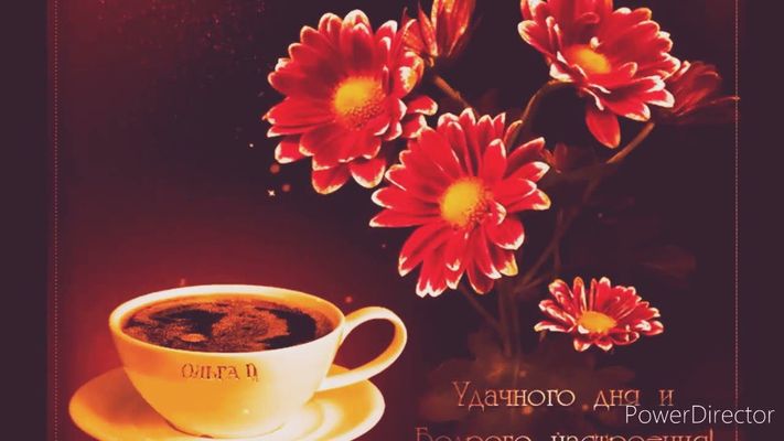Открытка «Пожелание»: Открытка Удачного дня: кофе, цветы, настроение. Тэги: утро, красивая, кофе, позитив, радость…