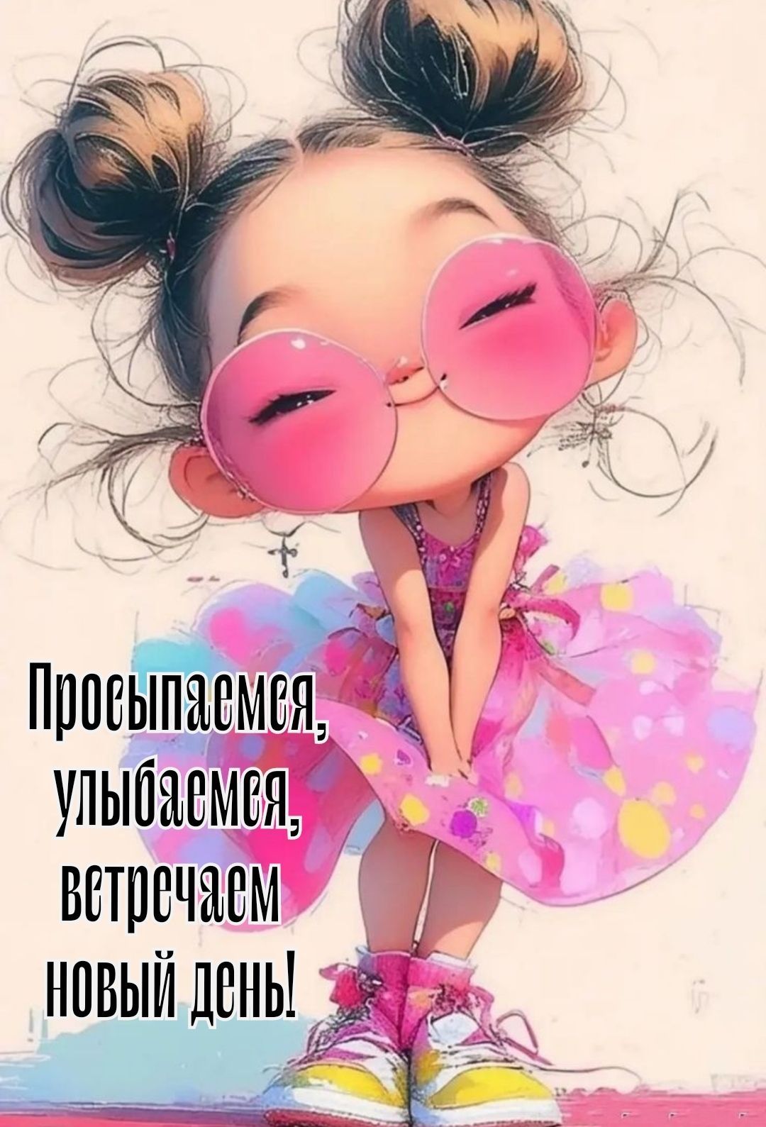 Открытка «Пожелание»: Милая открытка: Просыпайся, улыбайся, встречай день!. Тэги: прикольная, улыбка, утро, красивая…