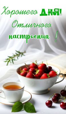 Открытка «Пожелание»: Хорошего дня и отличного настроения!. Тэги: утро, друг, мужчина, женщина, кофе, позитив, радость…