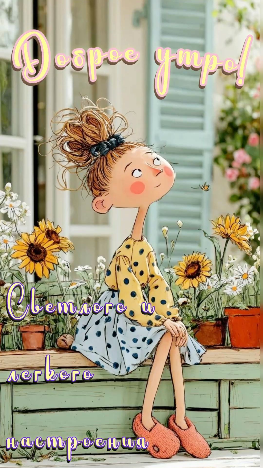 Открытка «Пожелание»: Доброе утро! Пожелание светлого настроения. Тэги: прикольная, улыбка, красивая, позитив, радость…