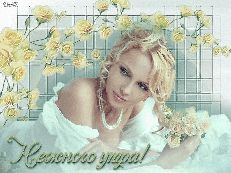 Открытка «Пожелание»: Нежного утра! Красивая открытка с розами. Тэги: утро, женщина, красивая, позитив, радость…