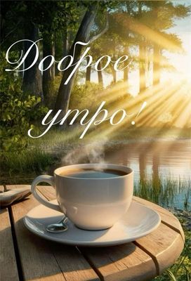 Открытка «Пожелание»: Доброе утро: Красивая открытка с кофе и природой. Тэги: утро, красивая, кофе, позитив, радость…