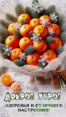 Открытка «Пожелание»: Доброе утро! Зимний букет здоровья и настроения. Тэги: улыбка, утро, красивая, позитив, радость…