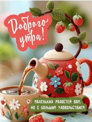 Открытка «Пожелание»: Доброго утра! Радость и позитив на весь день. Тэги: утро, красивая, кофе, позитив, радость…