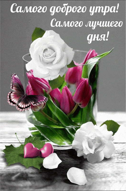 Открытка «Пожелание»: Красивая открытка: Доброе утро и лучшего дня!. Тэги: друг, подруга, красивая, позитив, сердце…