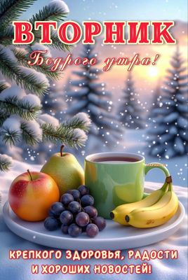 Открытка «С добрым утром»: Доброе утро вторник! Пожелание здоровья. Тэги: С добрым зимним утром, С добрым утром во вт…