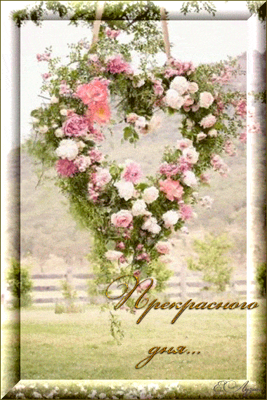 Открытка «Пожелание»: Прекрасного дня! Цветочное сердце с любовью. Тэги: улыбка, красивая, позитив, радость, добрый д…