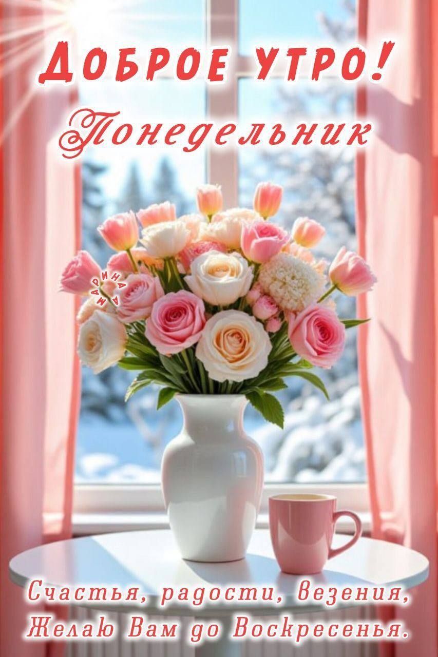 Открытка «С добрым утром»: Доброе утро понедельника! Пожелание счастья. Тэги: пожелание, утро, красивая, позитив…