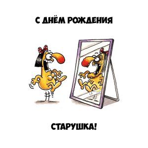 Открытка «Юмор»: С Днем Рождения, старушка! Юмор и смех. Тэги: прикольная, улыбка, женщина, позитив, радость, мультяш…