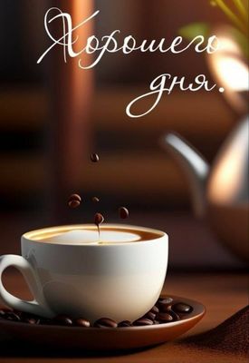 Открытка «Пожелание»: Открытка Хорошего дня с ароматным кофе. Тэги: улыбка, утро, красивая, кофе, позитив, радость…