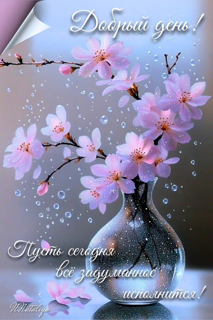 Открытка «Пожелание»: Добрый день с цветами! Пусть сбудутся мечты. Тэги: красивая, позитив, радость, добрый день…