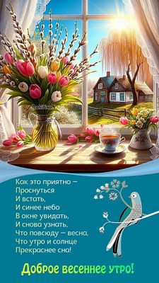 Открытка «С добрым утром»: Доброе весеннее утро! Красивое пожелание. Тэги: животное, пожелание, утро, красивая…