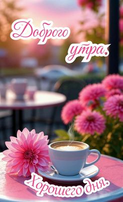 Открытка «С добрым утром»: Доброго утра и хорошего дня: позитив с цветком. Тэги: пожелание, утро, красивая, кофе…