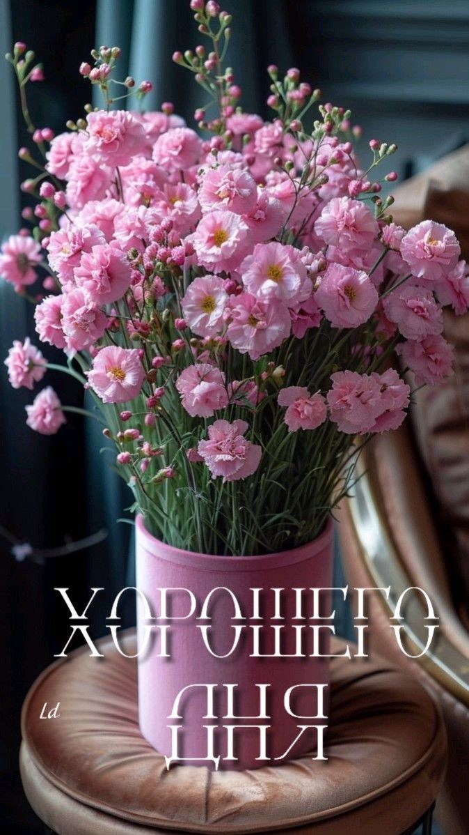 Открытка «Пожелание»: Нежный букет и пожелание хорошего дня. Тэги: улыбка, утро, позитив, радость, добрый день, цветок…