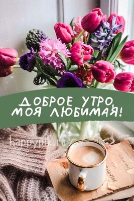 Открытка «С добрым утром»: Доброе утро, моя любимая! Нежная открытка. Тэги: С добрым весенним утром, С добрым утром…
