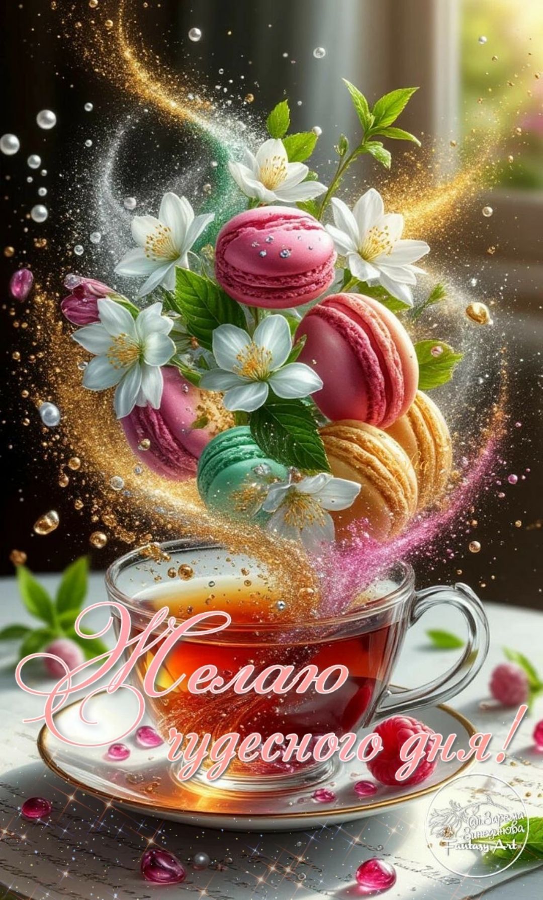 Открытка «Пожелание»: Яркая открытка «Желаю чудесного дня!» Позитив. Тэги: улыбка, красивая, позитив, радость, добрый…