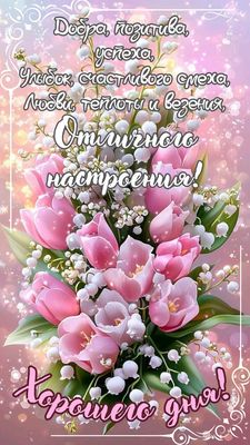 Открытка «Пожелание»: Отличного настроения и хорошего дня! Красивая открытка. Тэги: улыбка, красивая, позитив, радость…