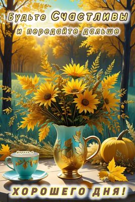 Открытка «Пожелание»: Яркая осенняя открытка: Будьте Счастливы и Хорошего дня!. Тэги: красивая, позитив, радость…