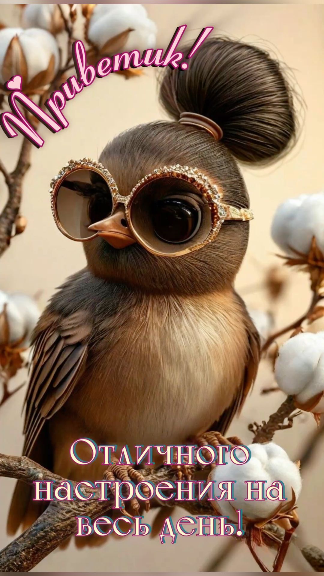 Открытка «Животное»: Приветик! Отличное настроение на весь день. Тэги: пожелание, прикольная, красивая, позитив…