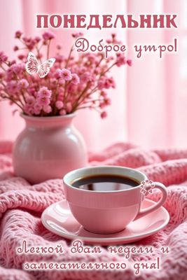 Открытка «С добрым утром»: Понедельник Доброе утро! Нежное пожелание дня. Тэги: пожелание, улыбка, утро, красивая…