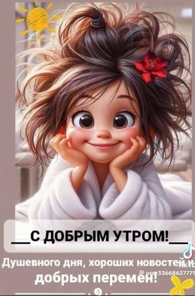 Открытка «С добрым утром»: Доброе утро: милая улыбка и позитивное пожелание. Тэги: пожелание, прикольная, улыбка, утро…