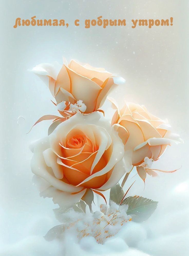 Открытка «Пожелание»: Любимая, с добрым утром! Нежные розы для тебя.. Тэги: утро, женщина, девушка, красивая, позитив…