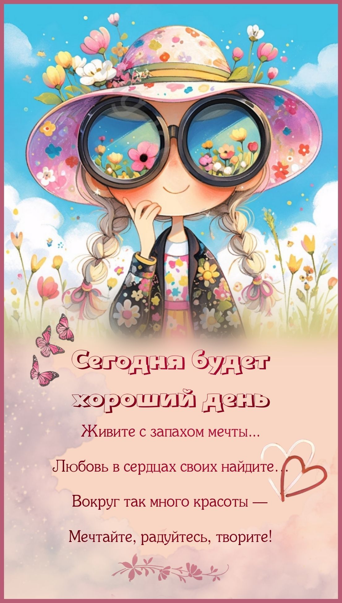 Открытка «Добрый день»: Хороший день и позитив – красивая открытка с цветами. Тэги: Добрый день и добрые пожелания…