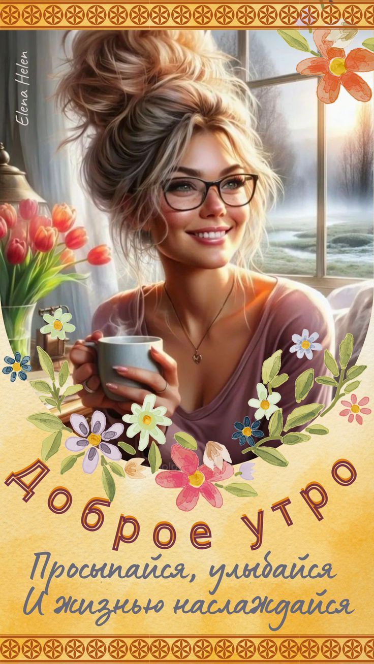 Открытка «С добрым утром»: Доброе утро: улыбка и позитив для твоего дня!. Тэги: пожелание, улыбка, женщина, девушка…